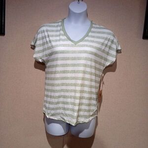 Born Cream and Tan Boxy Short Sleeve Tee